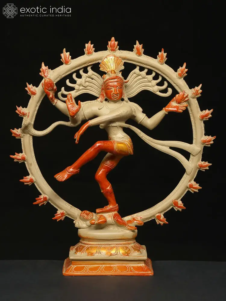 Brass Nataraja in a ring of flames, front view