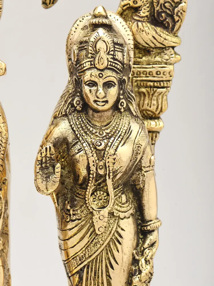 Close view of a standing female figure