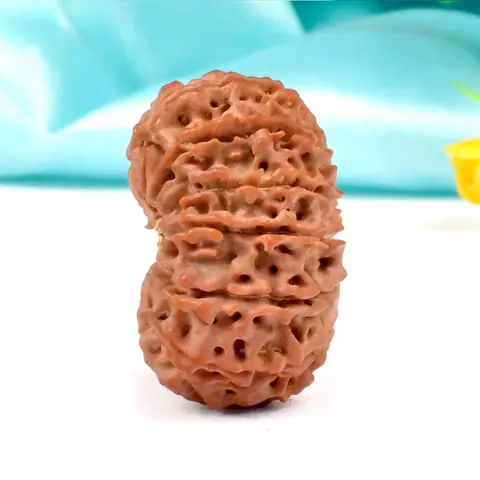 The bead from the side showing its two lobes