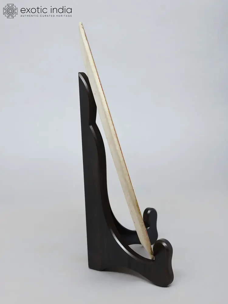 Side view showing the wooden stand