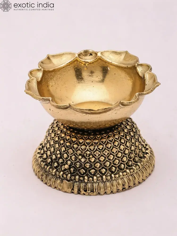 Another front view of the brass diya