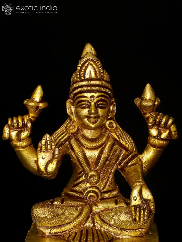 Close view of the seated Lakshmi