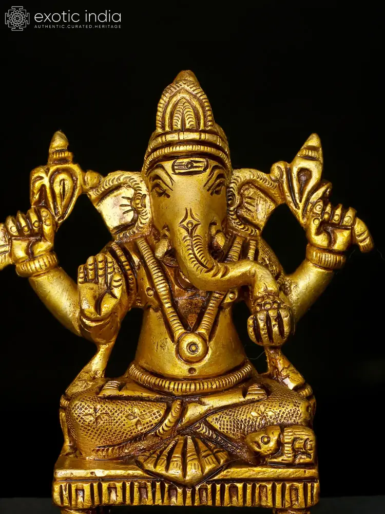Close view of the seated Ganesha