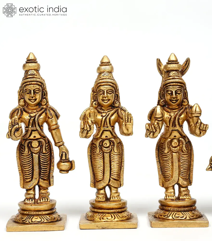 Three of the standing figures on square bases