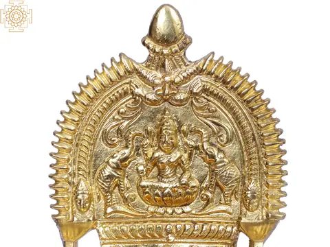 Close view of the carved Lakshmi on the back plate