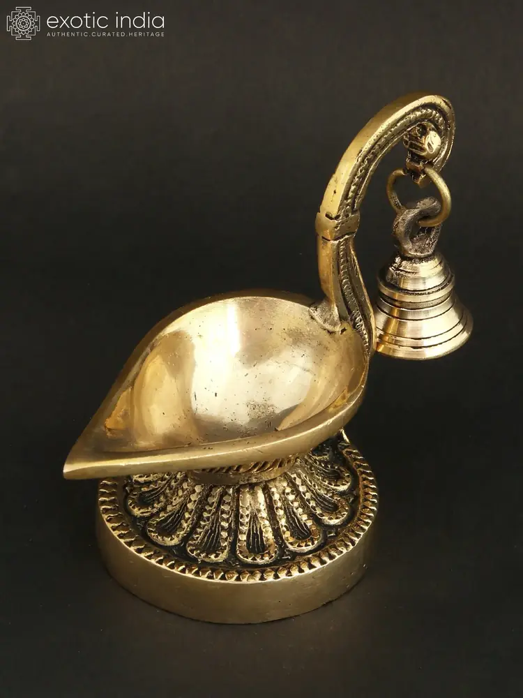 Side view of the lamp showing the curved bowl