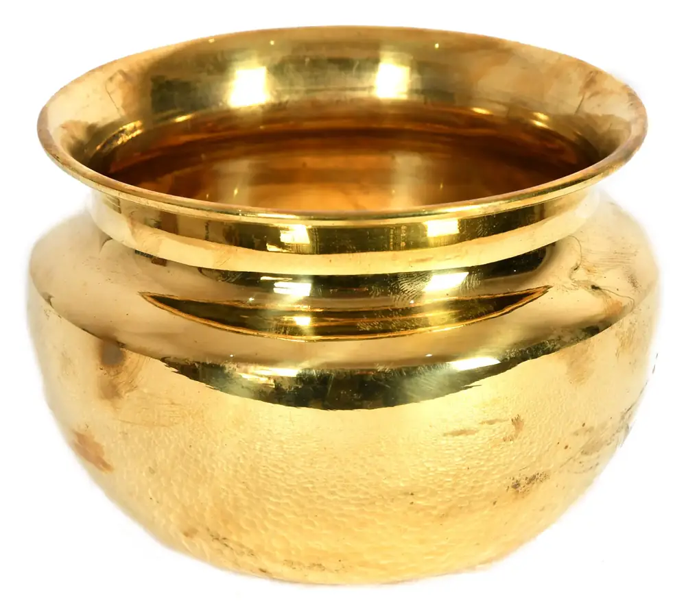 Plain polished brass kalash with a flared mouth