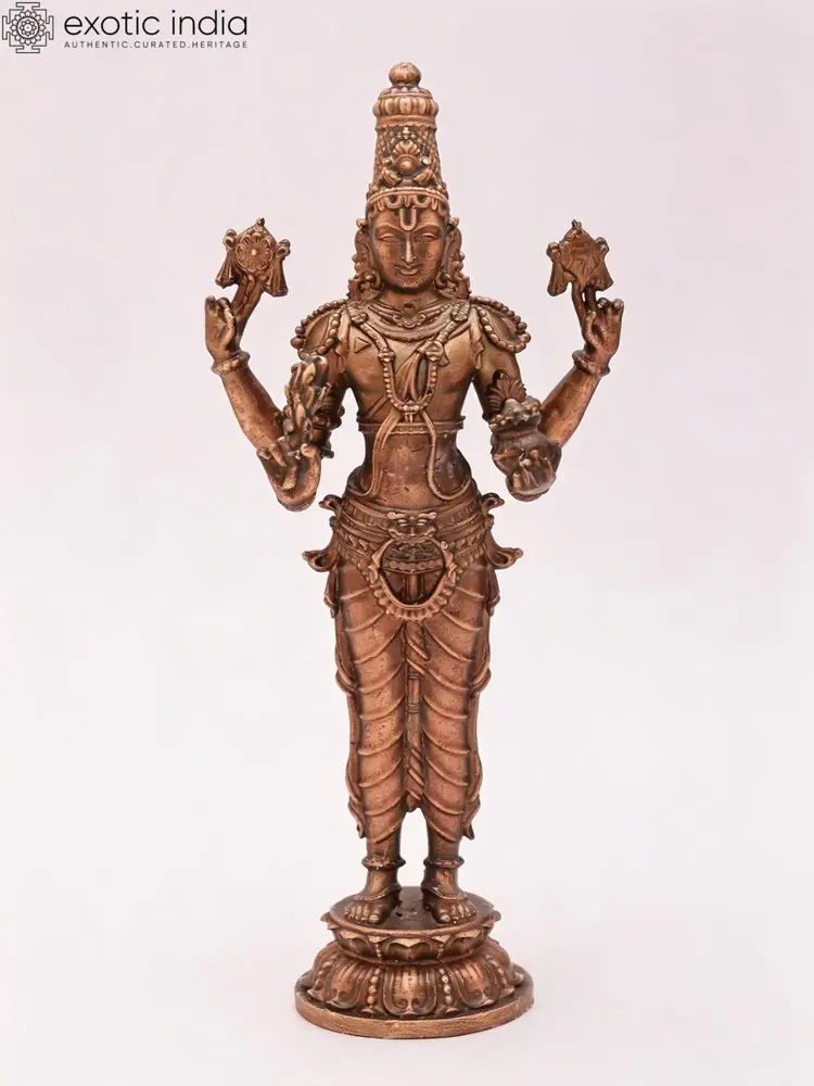 Front view of the standing bronze Dhanvantari