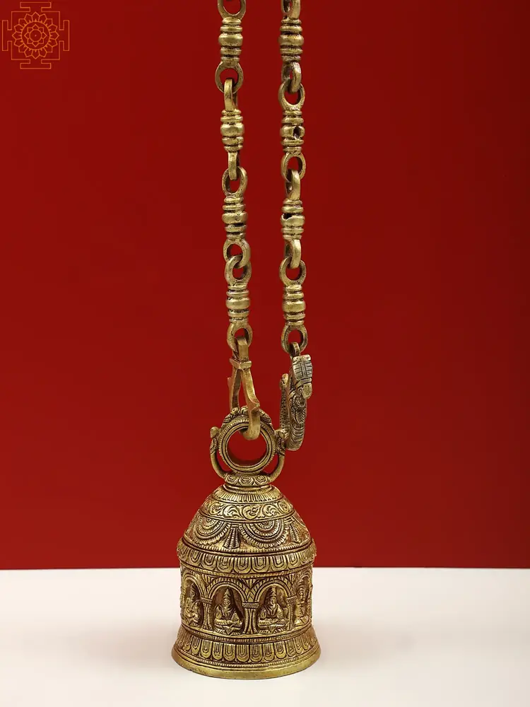 Close view of the bell hanging from the chain