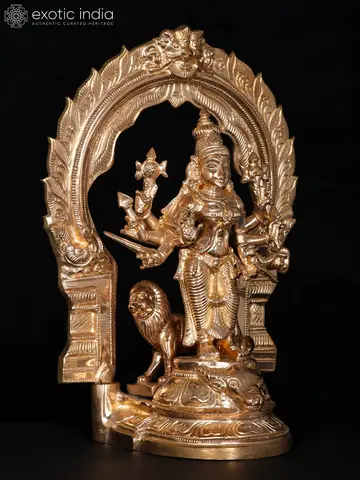 Another front view with the lion at her feet