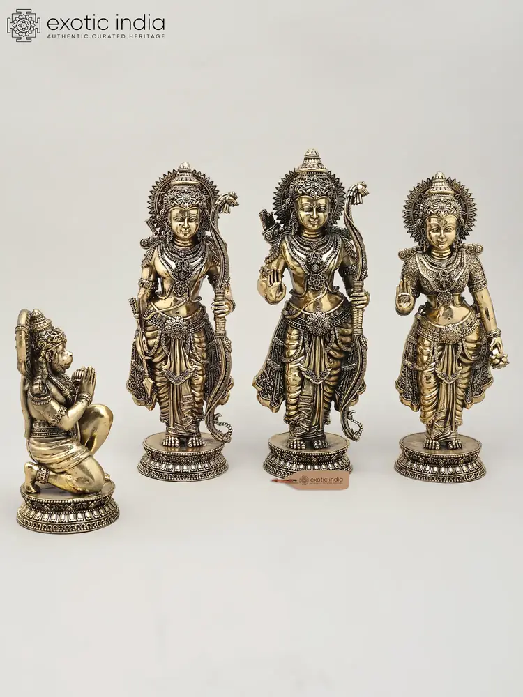 All four brass Ram Darbar figures together