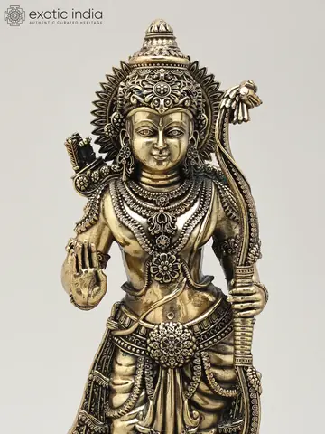 Close view of the Rama figure's face and crown