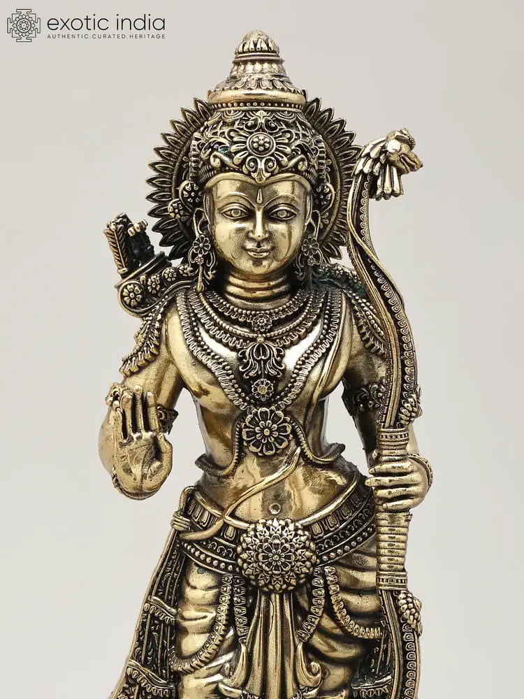 Close view of the Rama figure's face and crown