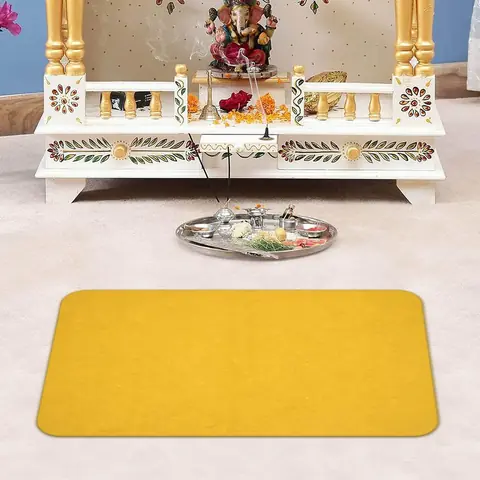 The asana laid in front of a home altar