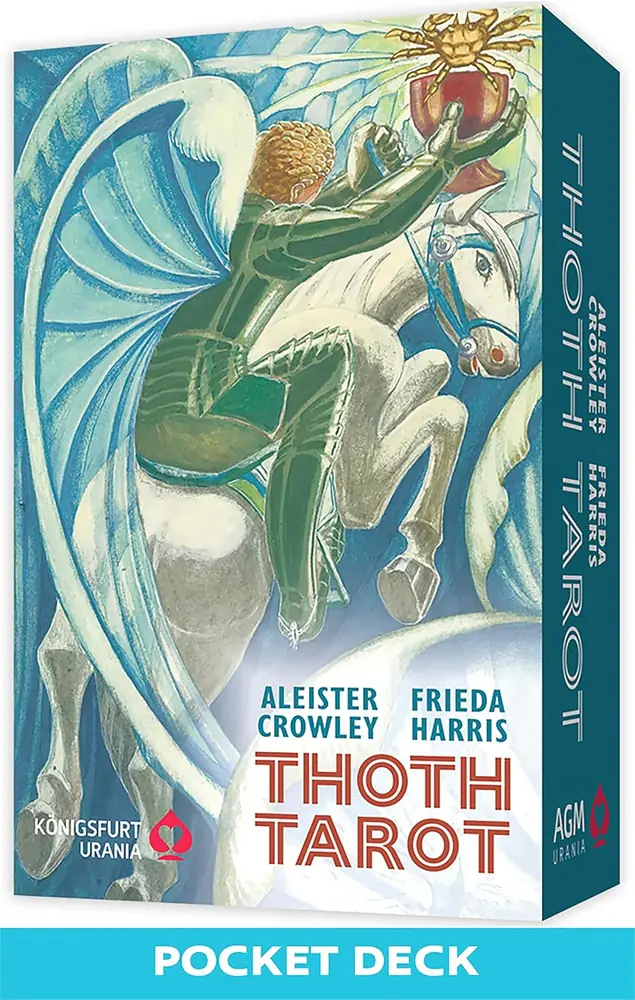 Thoth Tarot pocket deck box showing the winged horse