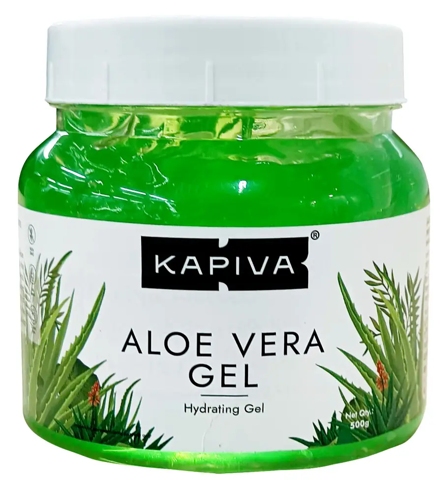 Jar of aloe vera gel with a light green lid