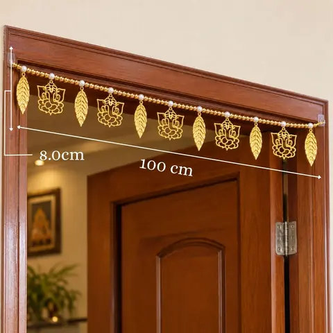 Toran with measurements marked across the door frame