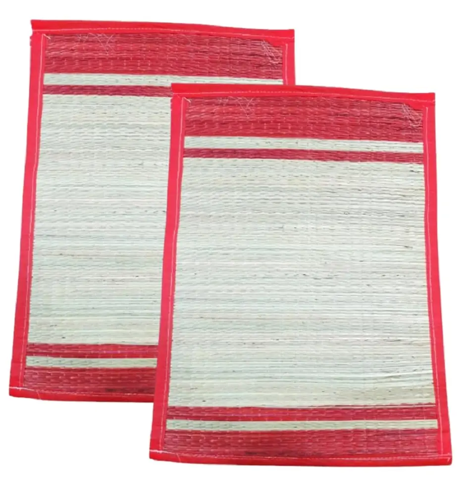 Two red bordered kusha grass mats