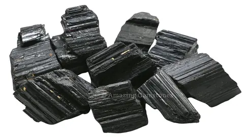 A pile of black tourmaline pieces