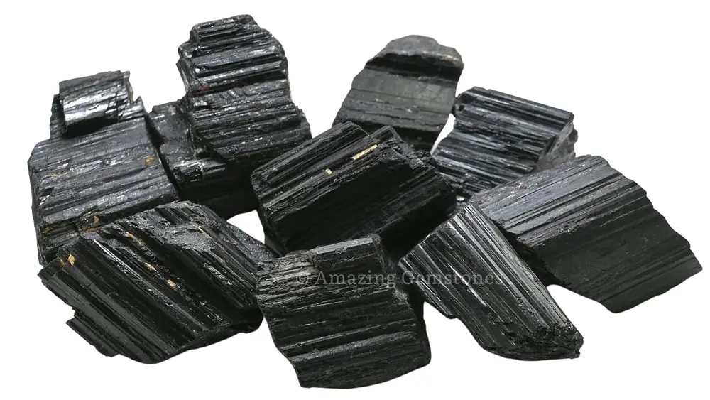 A pile of black tourmaline pieces