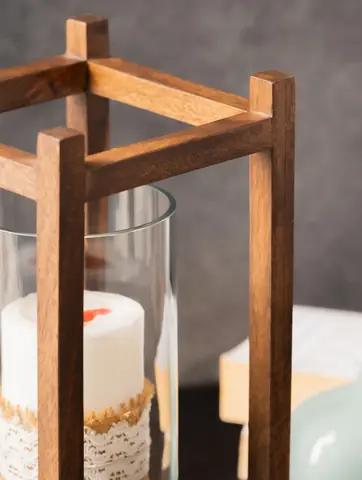 Close view of the candle inside the glass