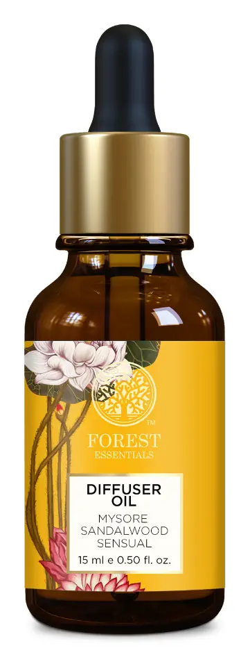 Amber dropper bottle of Mysore sandalwood diffuser oil