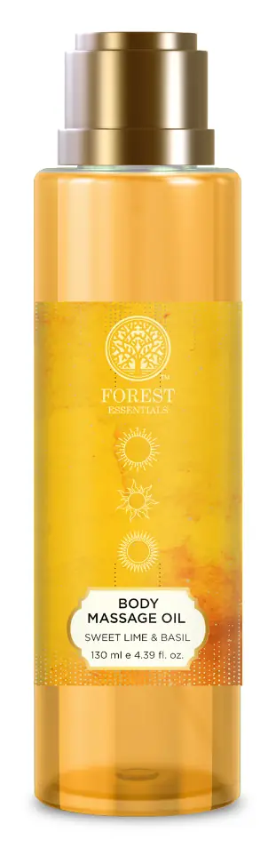 Bottle of Sweet Lime and Basil body massage oil
