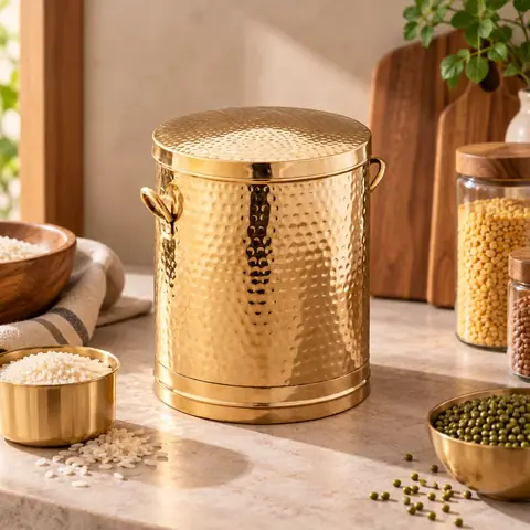 The container in a kitchen setting with grain bowls