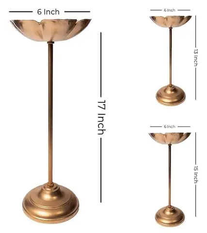 Size graphic of a tall stand with a lotus cup