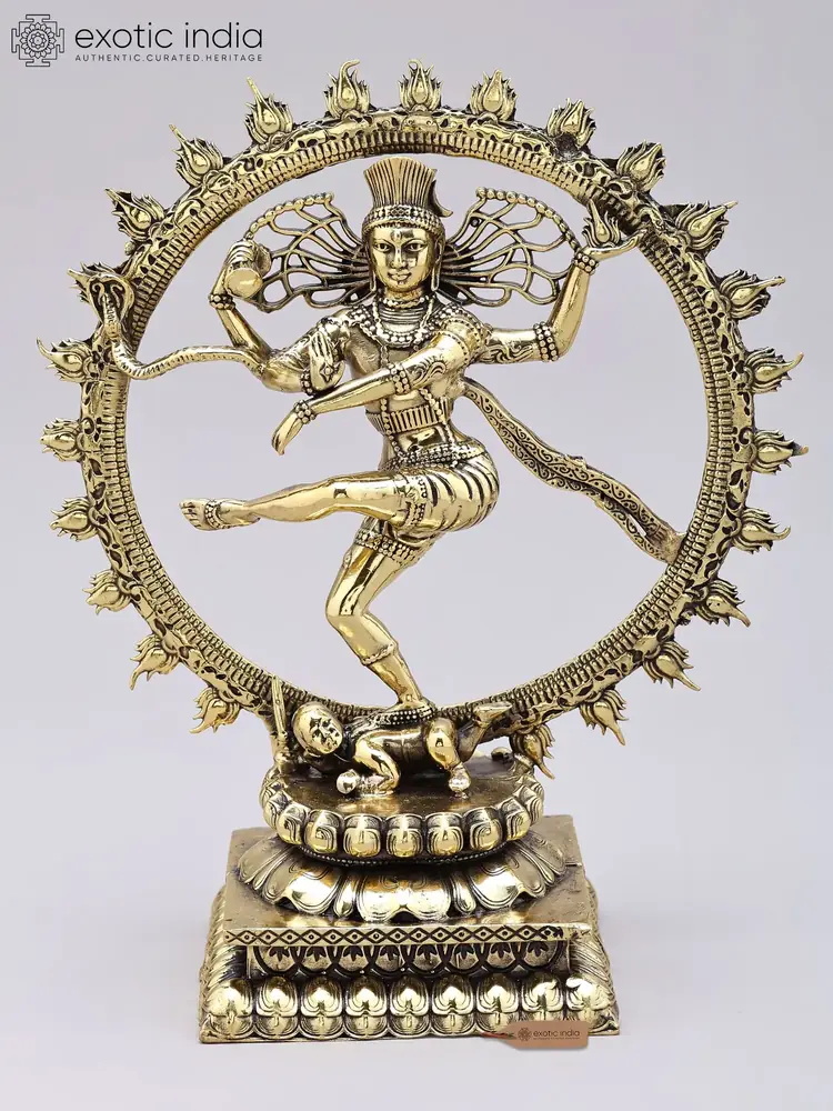 Brass Nataraja statue seen from the front