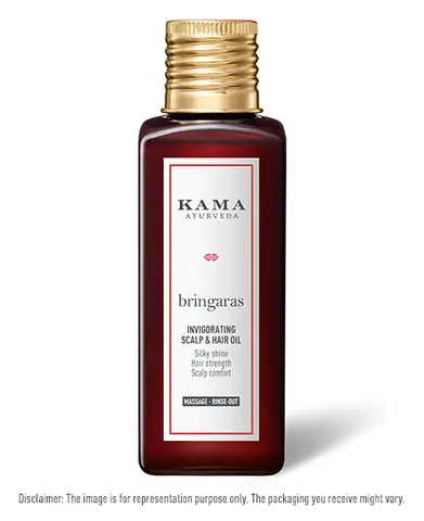 Gold-capped bottle of the Bringaras scalp and hair oil