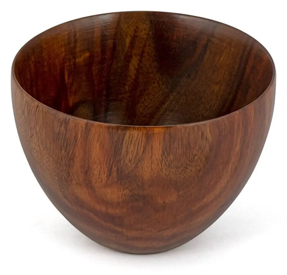 Rosewood and copper bowl seen from the side