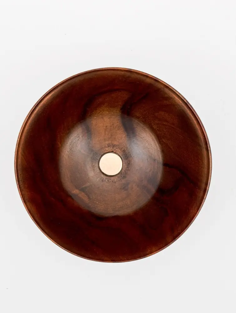 Inside of the bowl with the copper disc at the centre