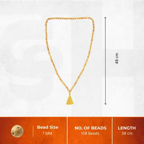 Seller's size graphic showing the mala and its tassel