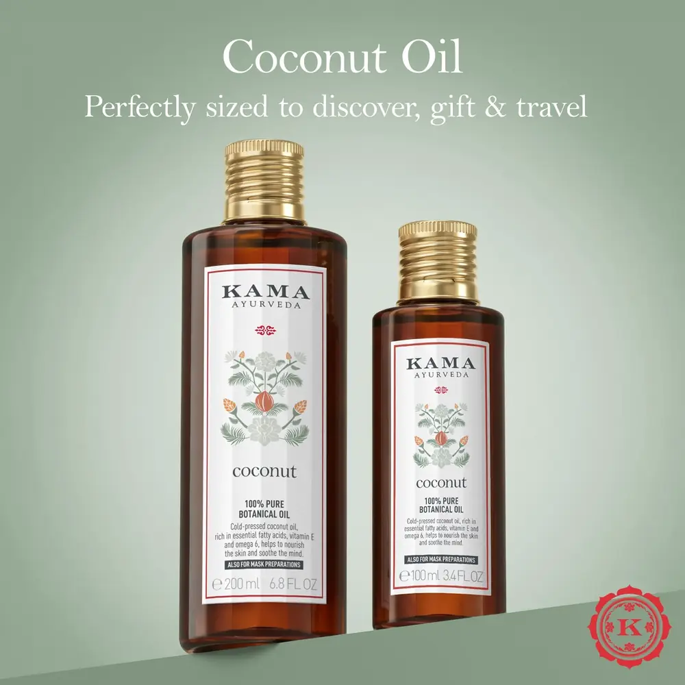Two sizes of the coconut oil bottle side by side