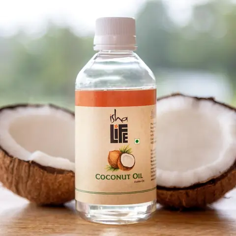 Front of the coconut oil bottle