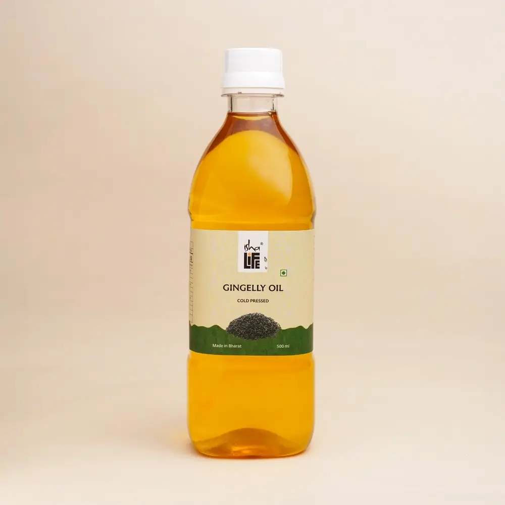 Front of the 500 ml gingelly oil bottle