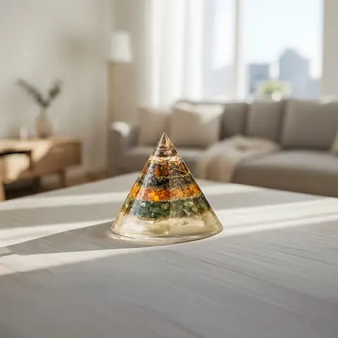 The pyramid on a table in a living room