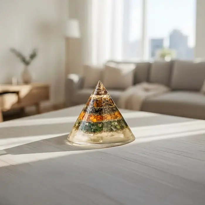The pyramid on a table in a living room