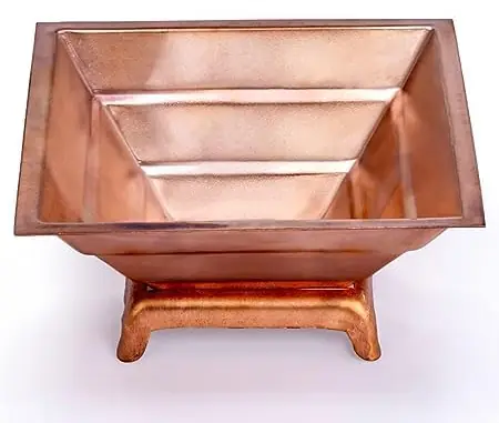 Square copper hawan kund on its base