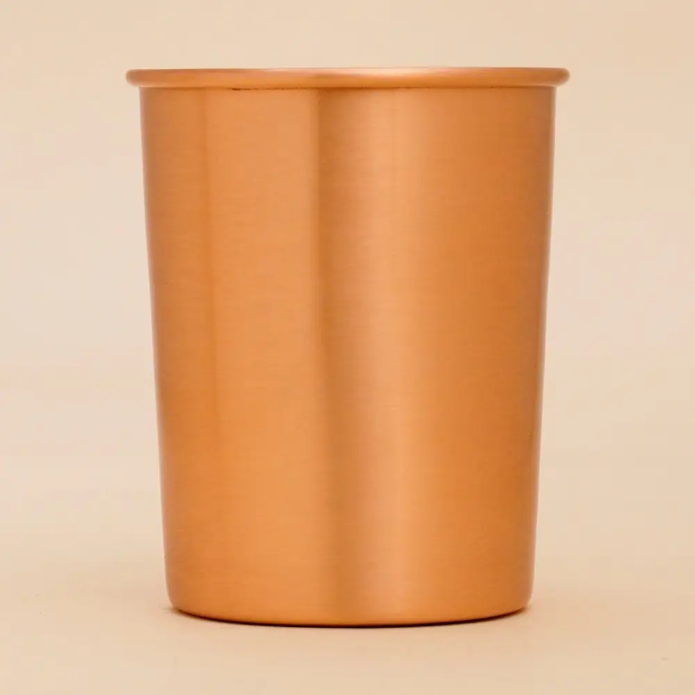 A single plain copper glass seen from the front