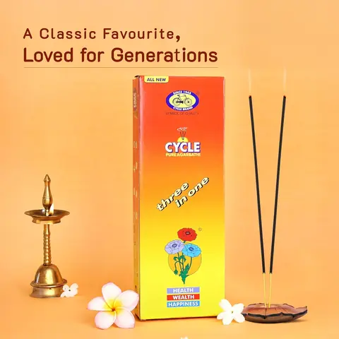 The box beside a lamp with sticks burning