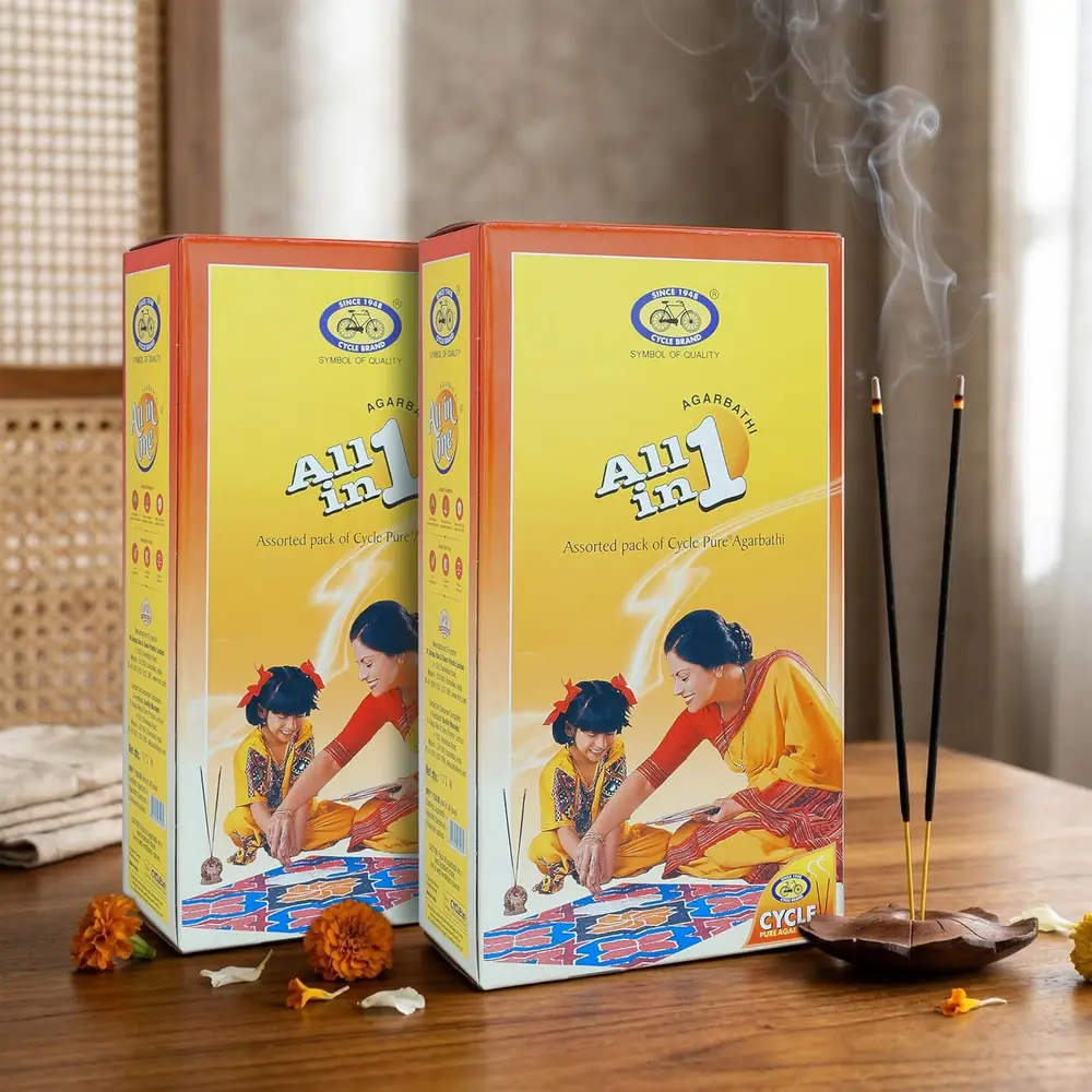Two All in One boxes with sticks burning in a holder