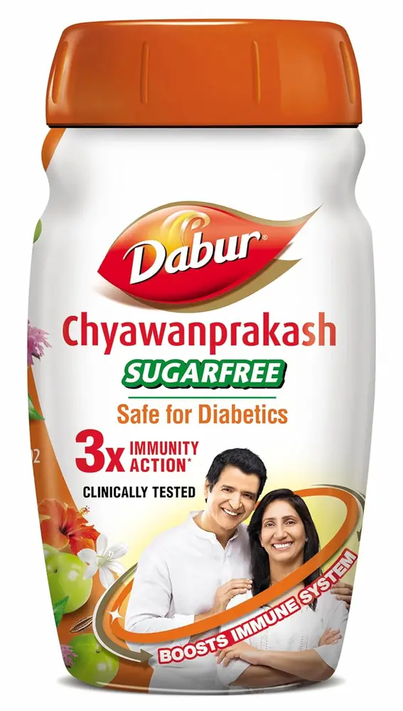 Front of the Dabur sugarfree Chyawanprakash jar