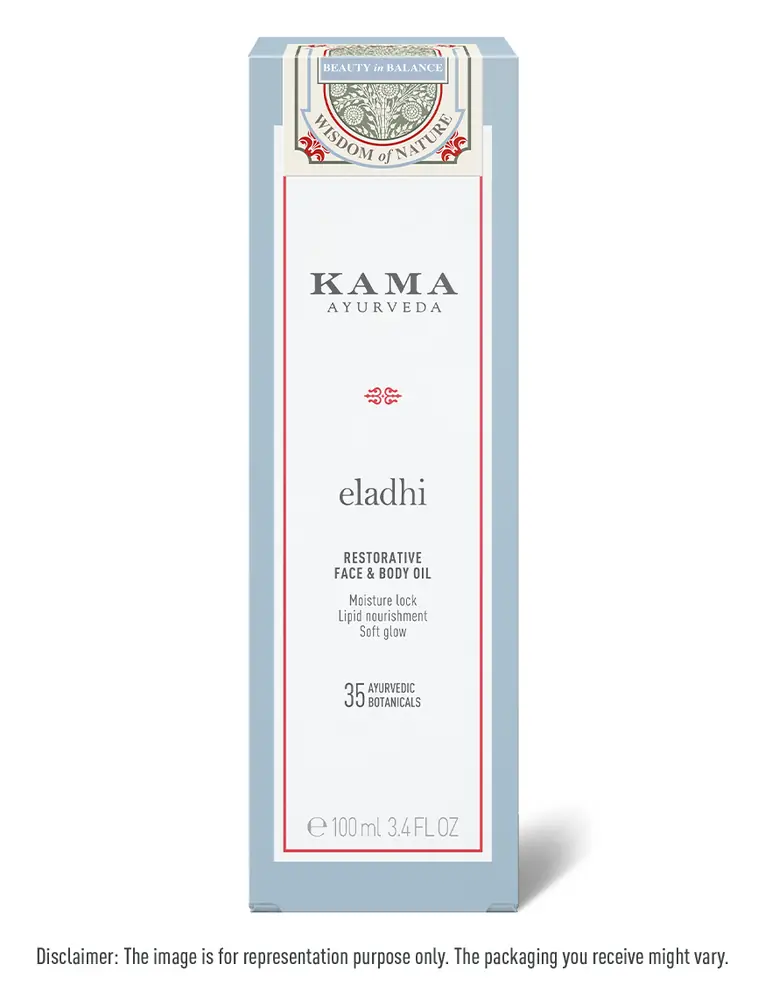 The pale blue carton the oil is sold in