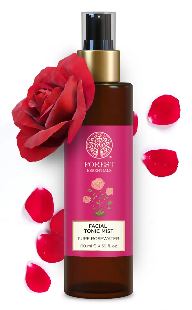 Pink labelled bottle of Facial Tonic Mist Pure Rosewater