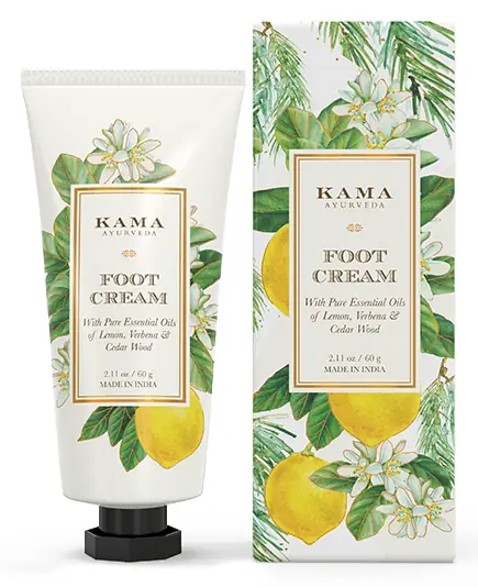 The foot cream tube beside its printed carton