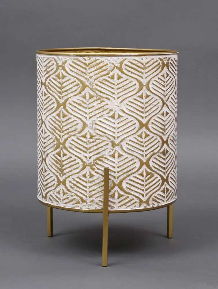 Cream and gold planter on slim gold legs