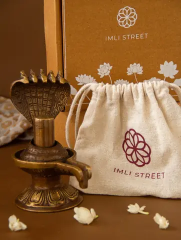 Shivling beside its cloth pouch