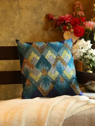 The cover on a chair in a styled room